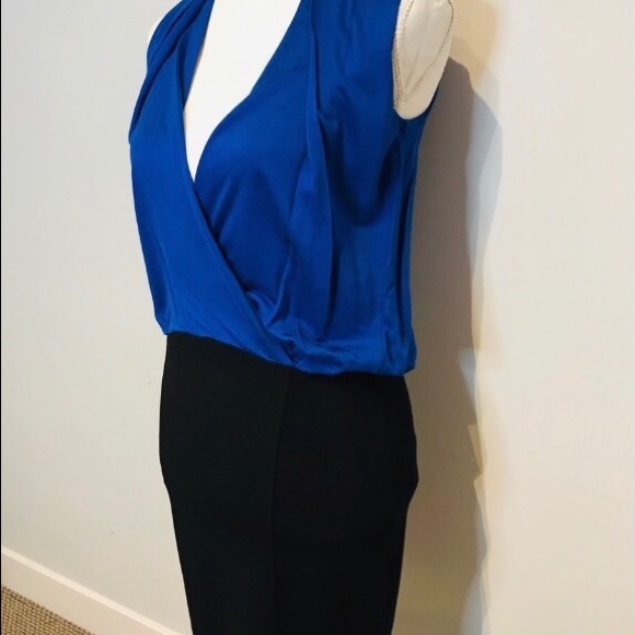 French Connection Royal Blue & Black V-Neck Great Dress for Work Size 8 - Picture 2 of 8